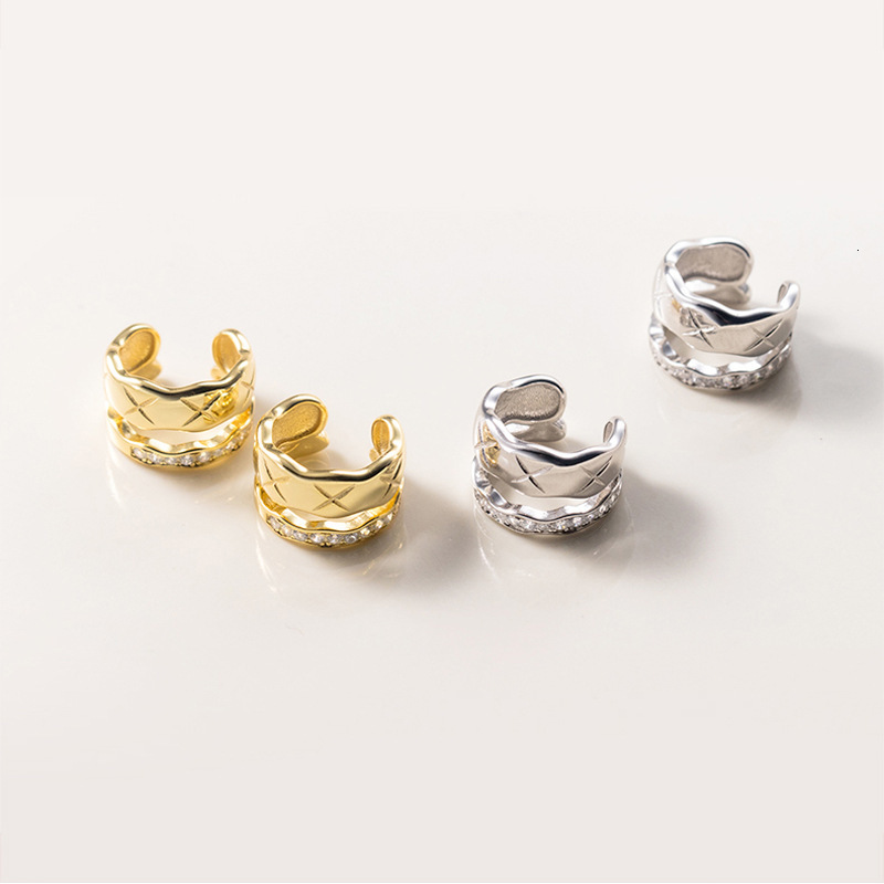 Free Shipping Designer Luxury Jewelry Internet Celebrity Same Style Women's Earrings Diamond Double Layered Zircon Non Perforated Earclip Fashion