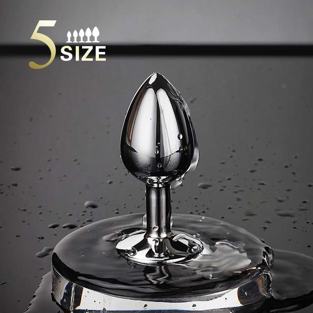 5 Sizes Metal Anal Plug With Gem Base Beginner To Expert Butt Plug G-Point Massage Dildos Female/Male Couples Adult Sex Toys W250807