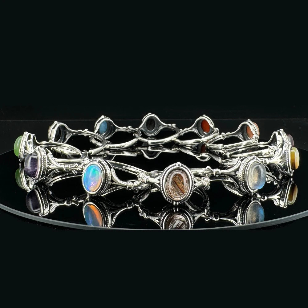 S925 Silver Natural Ore Jade Red Agate Womens Ring Wedding Jewelry Gift Exquisite Simple Womens Ring Crystal Moonstone 250730