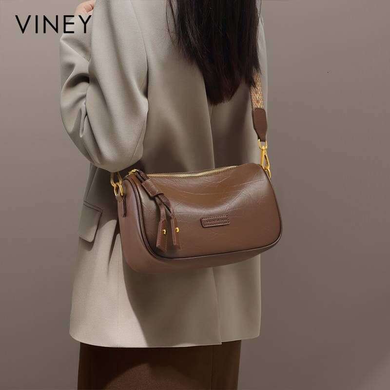 VINEY Women 2025 New Summer Messenger Genuine Leather Women's Commuter High-end Shoulder Pillow Bag