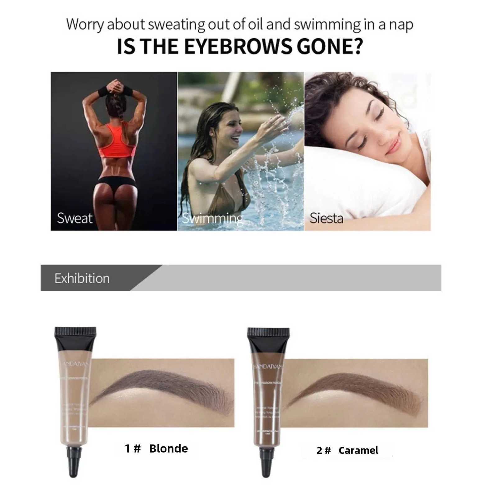 Natural Eyebrow Tint Gel Waterproof Smudge Proof sh Shades Pigmented Cream Enhancer with Dual Ended Brush W250807