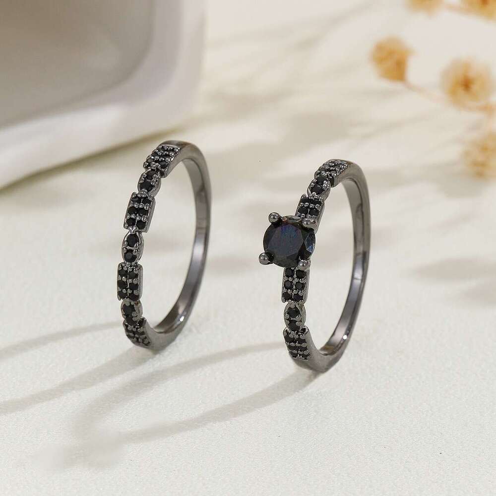 Hot-selling Light Luxury Simple Copper Micro-inlaid Zircon Valentine's Day Gift High-end Couple Set Ring Engagement rings for a couple