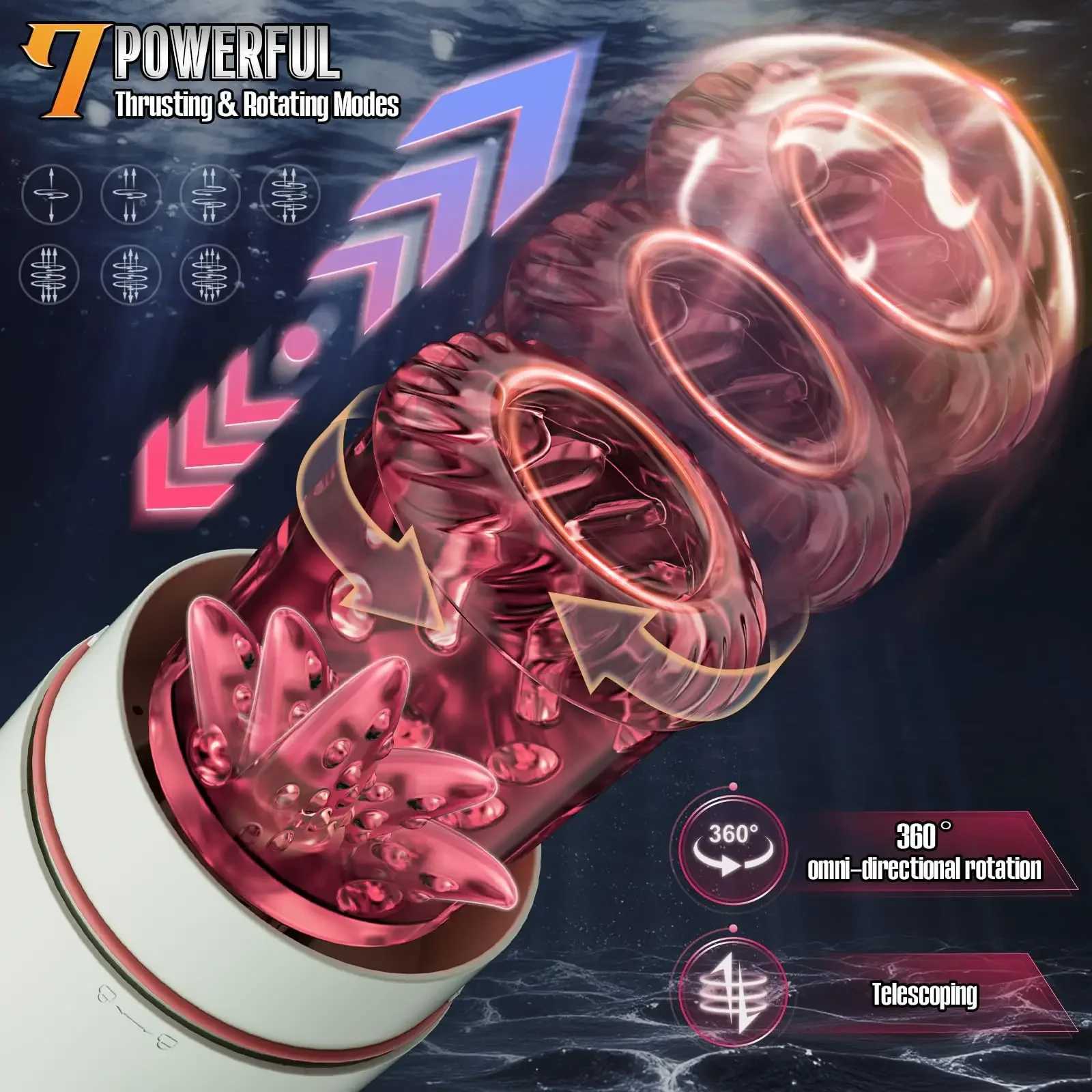 Automatic Rotating Sucking Male Masturbator Penis Pump Thrusting Licking Sex Machine Stroker Pocket Pussy Adult Sex Toys for Men W250807
