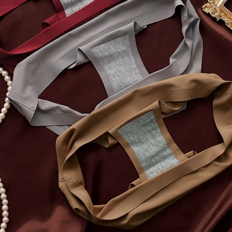 4PCSSet Seamless Pantie Sexy Underwear Ice Silk Underpants Low Waist Gstring Female Soft Solid Ultrathin Briefs 250807