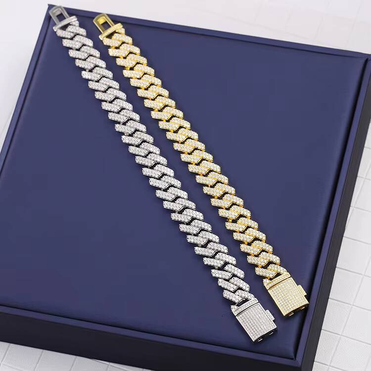 XingGuang 15mm High Quality 925 Sterling Silver Miami Cuban Link Chain Vvs Moissanite Fashion Jewelry Cuban Chain Necklaces