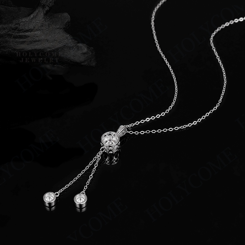 S925 Silver Moissanite 1CT Pendant Necklace Certified Fashion Style Jewelry Tassel Personalized Customization Valentine's Day Gift for Women
