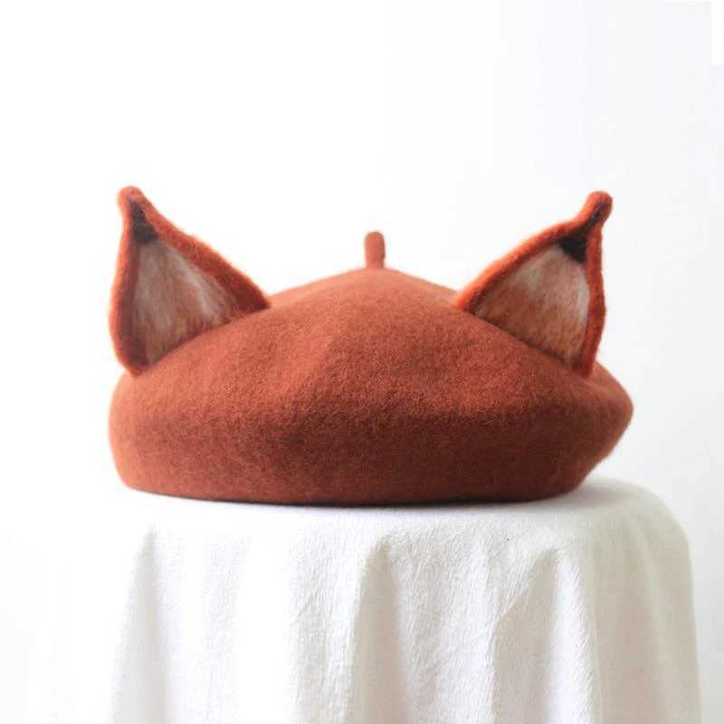 Child Women Handmade Cute Elk Horn Ear Family Beret Hat Deer Antlers Kids Girls Wool Felt Painter Hat XJ250807