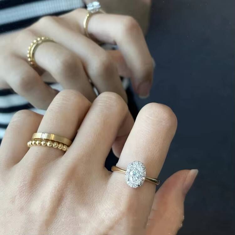 Fine Jewelry Real Gold 14K Moissanite Wedding Ring Hot Selling 4.5CT Oval Cut Vvs Diamond Minimalist Engagement Rings for Women