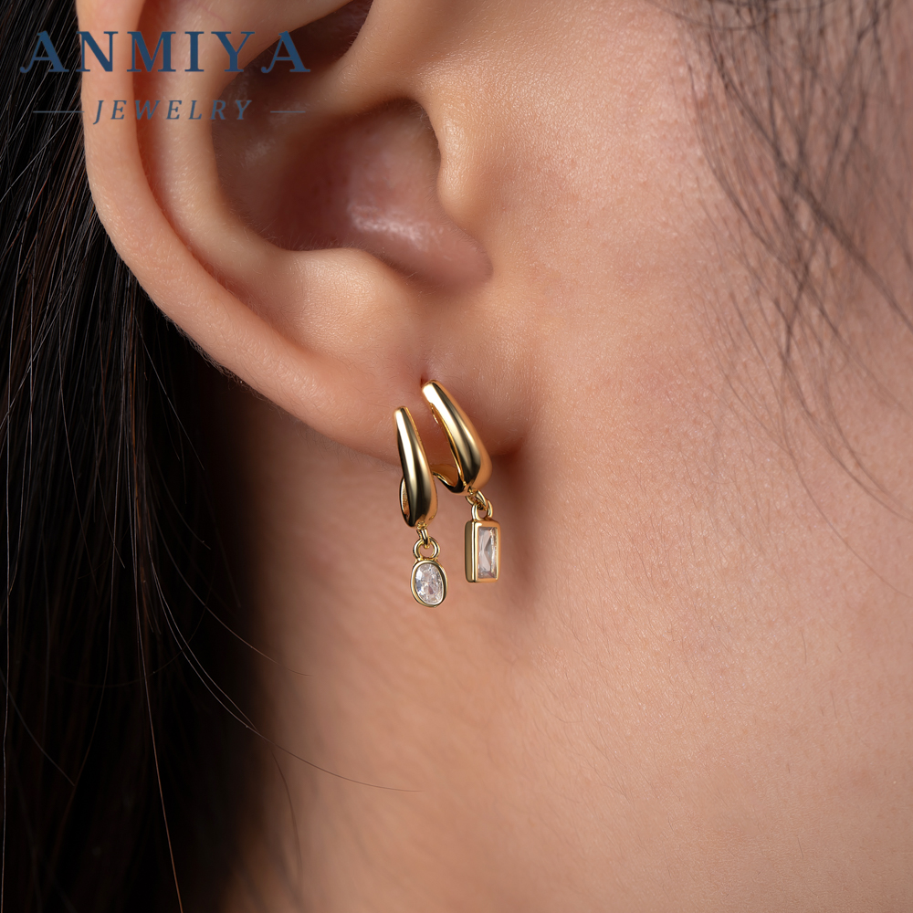 Simple Double Rows S925 Sterling Silver Hoop Earrings Zircon Stone Fashion Jewelry Stud Earrings