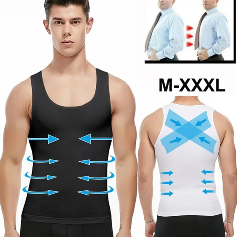 Mens Slimming Body Shaper Shapewear Abs Abdomen Compression Shirt to Hide Gynecomastia Moobs Workout Tank Tops Undershirts 250731
