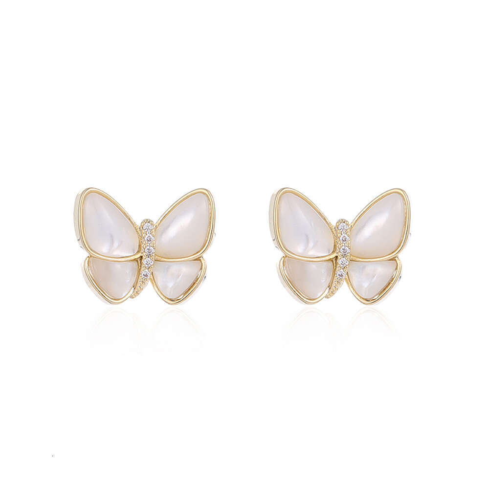 Mother-of-Pearl Butterfly 2022 New Niche Design Versatile Simple High-End Internet Celebrity Earrings