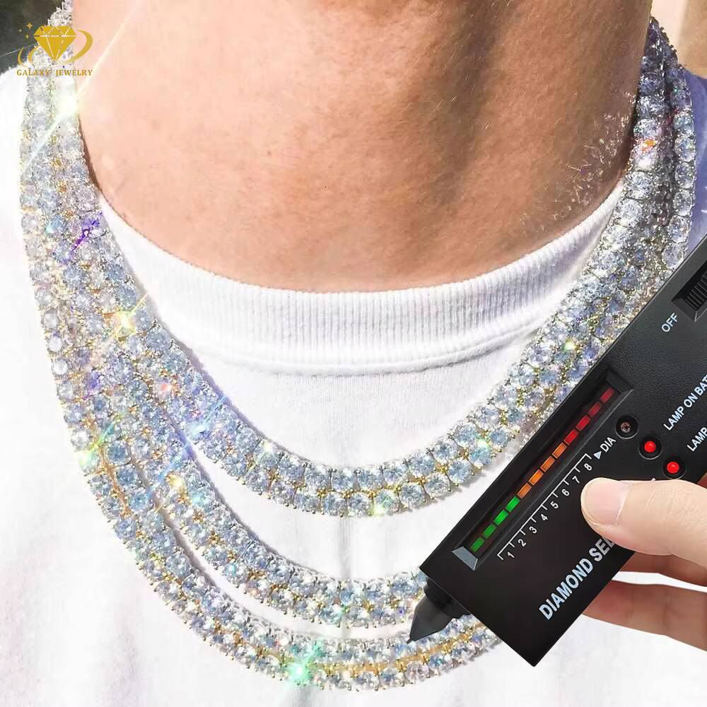 925 Gold Plated Sterling Silver Moissanite Chian 3mm 4mm 5mm Diamond Bracelet Necklace Jewelry Gemstone Moissanite Tennis Chain