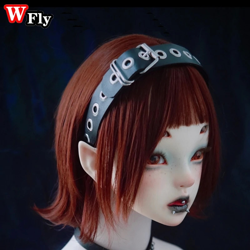 Y2K Gothic Punk Leather Buckle Hair hoop KC headband Harajuku Women Girl Dark Black Punk Hip hop Rock Hairbands Hair Accessories 250730