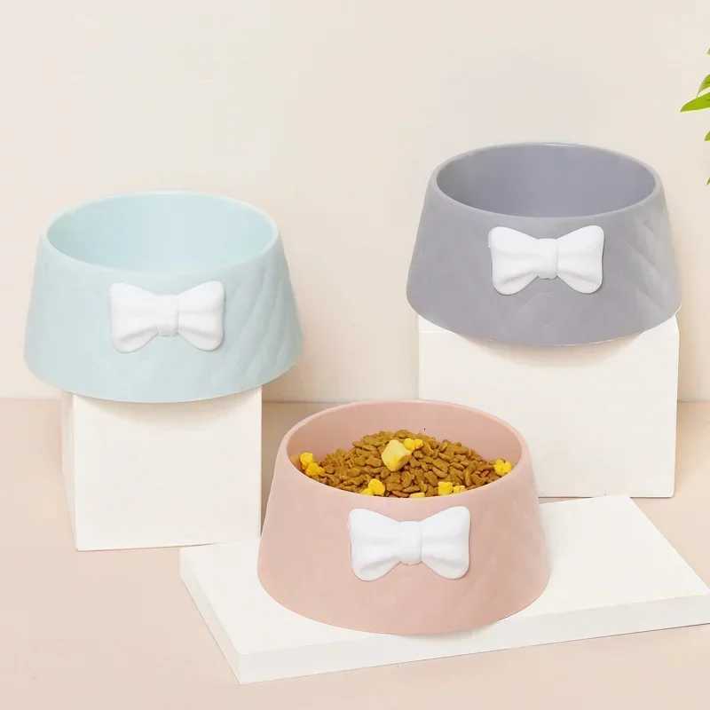Pet Dog Food Bowls Lovely Bowknot Puppy Feeder Dish Bowl Diamond Pattern Bow Cat Bowl for Water Sweet Princess Pet Feeding Bowls Y250806