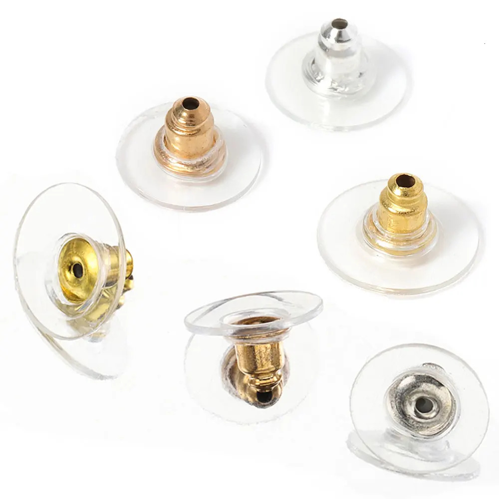 100pcs 6mm Silicon Earring Back Stoppers Gold Color Ear Stud Post Plugs for DIY Jewelry Making Earrings Component Findings 250804