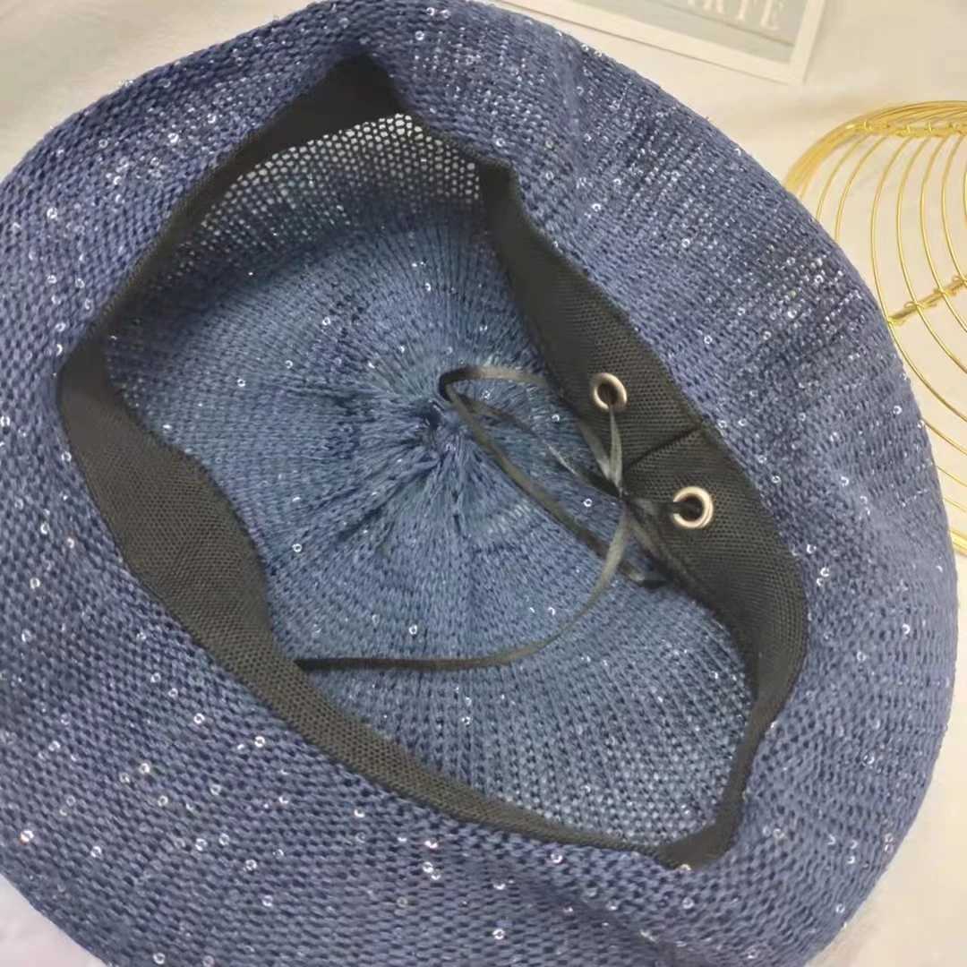 2023 Summer Fashion Beret for Women with Breathable Linen Sequin Design Thin Literary Temperament Artist Hat Mushroom Hat XJ250807