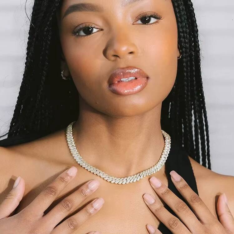 Wholesale Hip Hop 2 Rows 8mm Wide GRA Miami Cuban Necklace Plated 18k Gold 925 Sterling Silver Cuban Link Chain