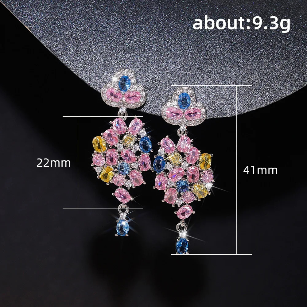 ious Colorful Cubic Zircon Earrings For WeddingFlower CZ Dangle 925 SIlver Needle Earring For Women Pretty Jewelry 250805