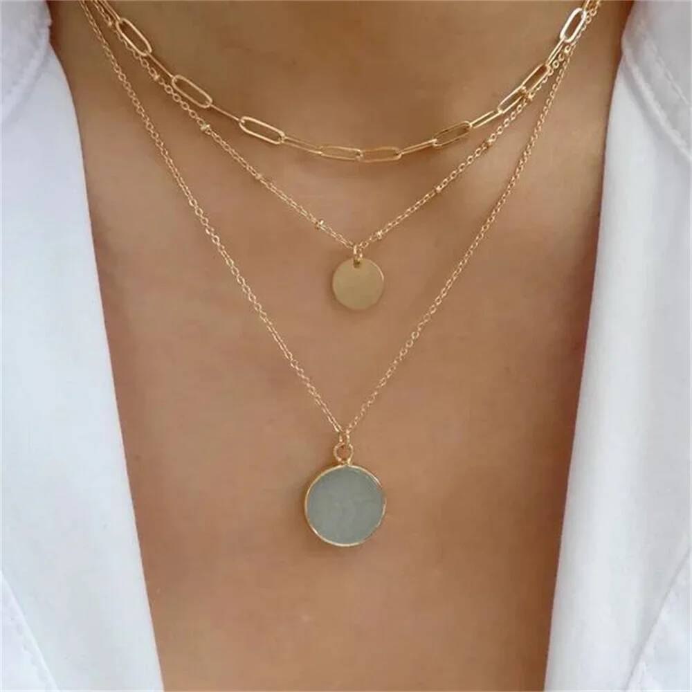 Vintage Fashion Punk Thick Chain Head Coin Lock Pendant Necklace For Women Female Multilevel Gold-plate Hip Hop Jewelry Gfit Jewelry for Women