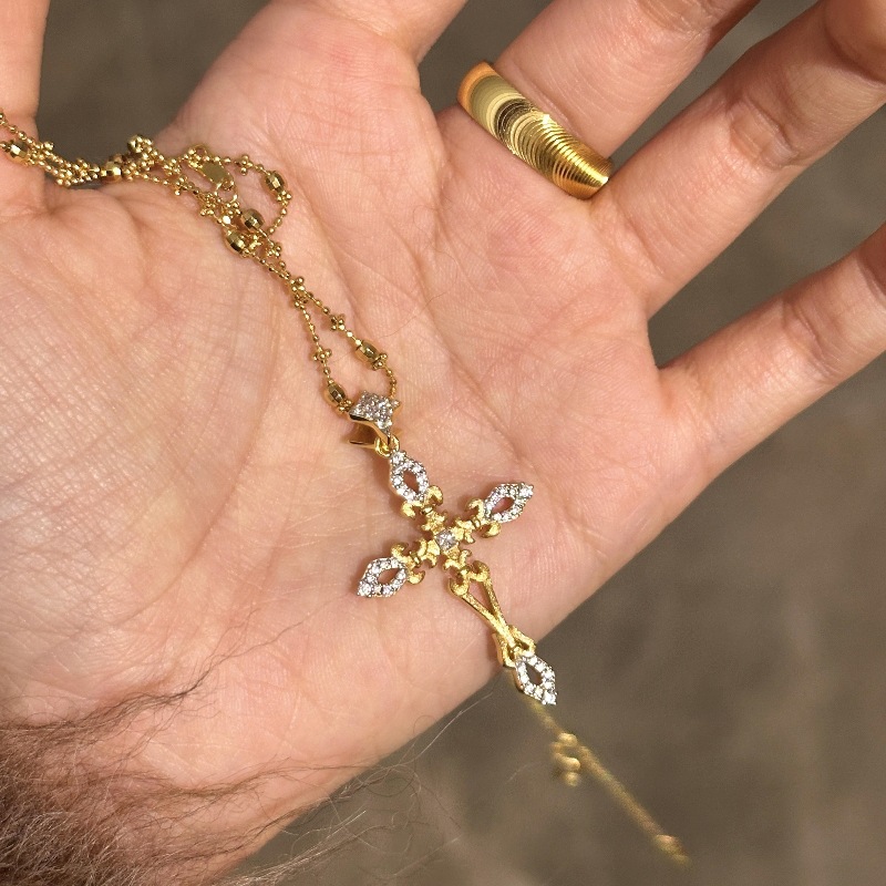 2025 Choucong Ins Top Sell Vintage Jewelry Cross Pendant 18K Gold Fill Pave White 5A Cubic Zircon CZ Diamond Gemstones Women Clavicle Necklace Lover G