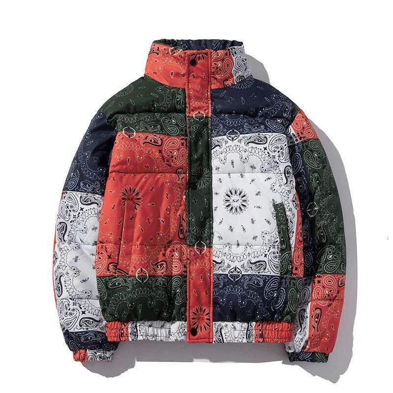 Cashew Flower Men's Fashion Autumn Winter Thick Warm Cotton-Padded Jacket Couple Loose Stand Collar Coat