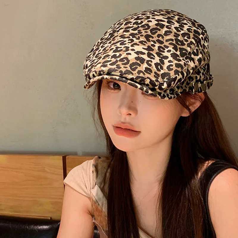 Leopard Print Newsboy C Cotton Spring Beret Women 2025 Summer Beret Womens Hat France Vintage Peaky Blinders Flat Hats XJ250807