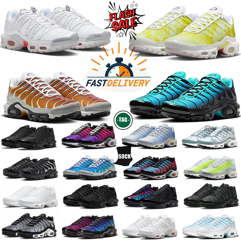 Designer Running Shoes Tnss Men Tn Plus Triple White Black Sky Blue Gradient Dusk tns Plus Tennis Breathable Mens Trainers outdoor Sports Sneakers Size 40-46