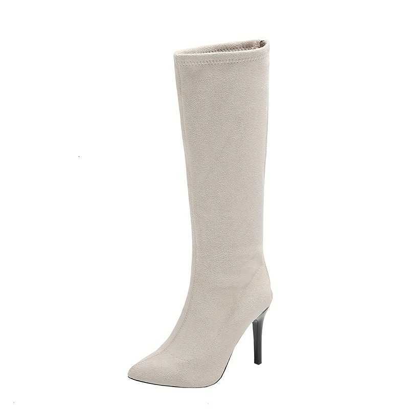 Vintage Suede Women Knee High Boots Pointed Toe Shoes Autumn Winter Thin Heel Ladies Ankle Boots XJ250807
