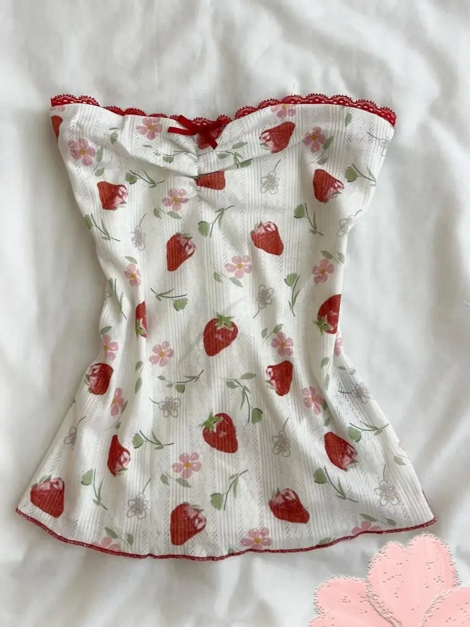 Korej Tank Top Women Floral Printed Strapless Korean Fashion Clothing 2025 Summer Sweet Slimming Y2k Clothes Camis 250807