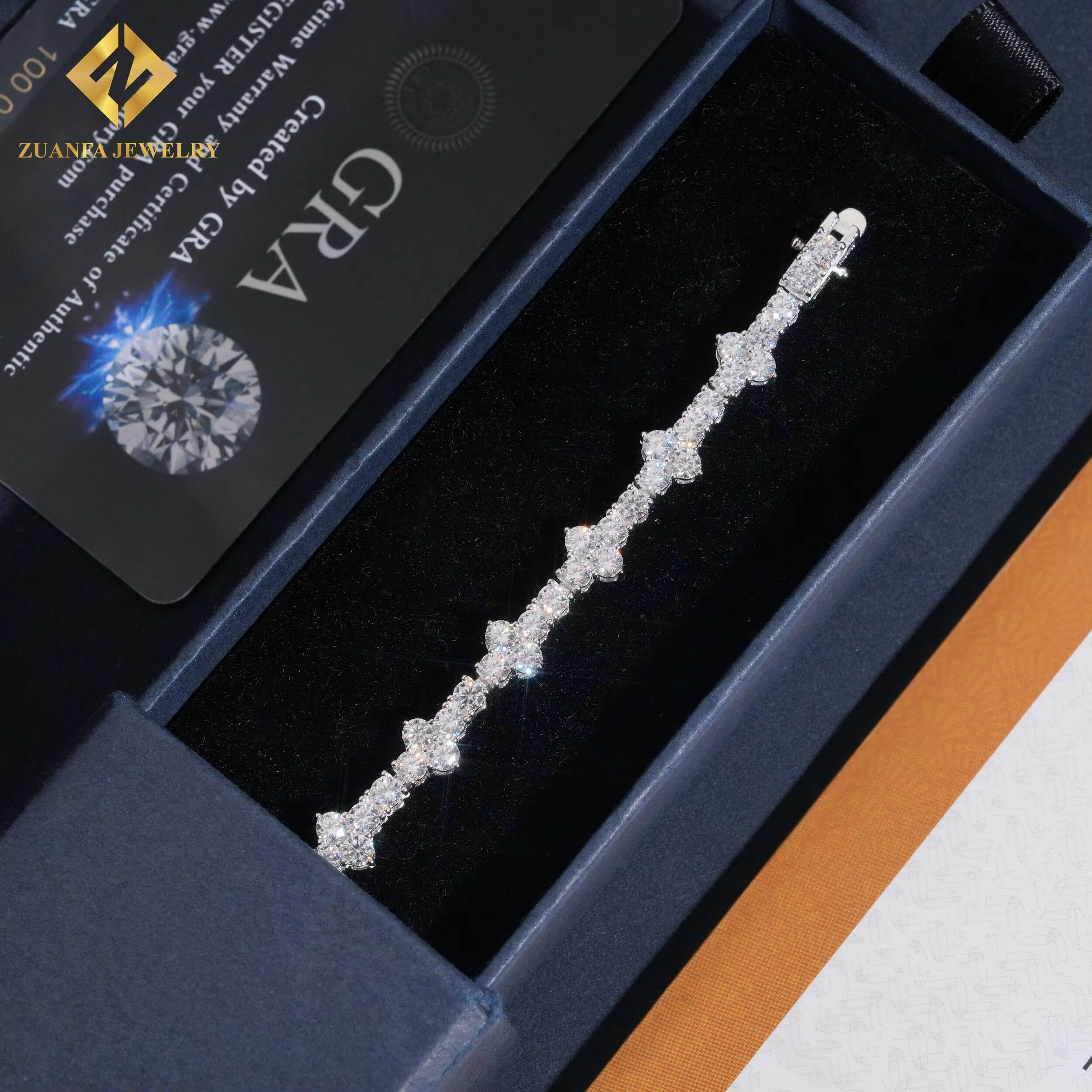 Hot Sale Cross Tennis Jewelry 18K Gold Plated Moissanite Diamond Tennis Chain Bracelet 925 Sterling Silver Fine Jewelry