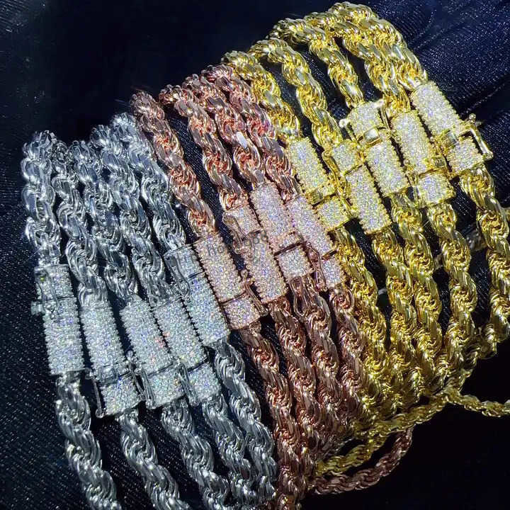 Fashion Jewelry 6mm Necklace 925 Sterling Silver Necklace With Moissanite Cuban Chain for Men Women