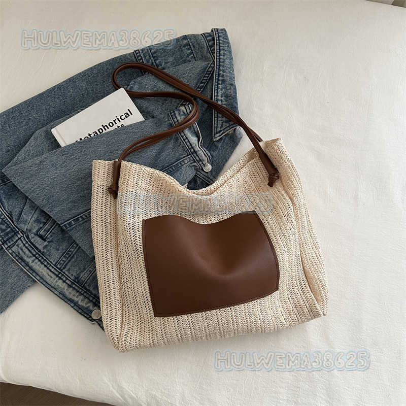 Artistic Single Shoulder Bag for Women 2024 Fashionable Design Vacation Style Large Capacity Shopping Bag Woven Tote Bag H250806