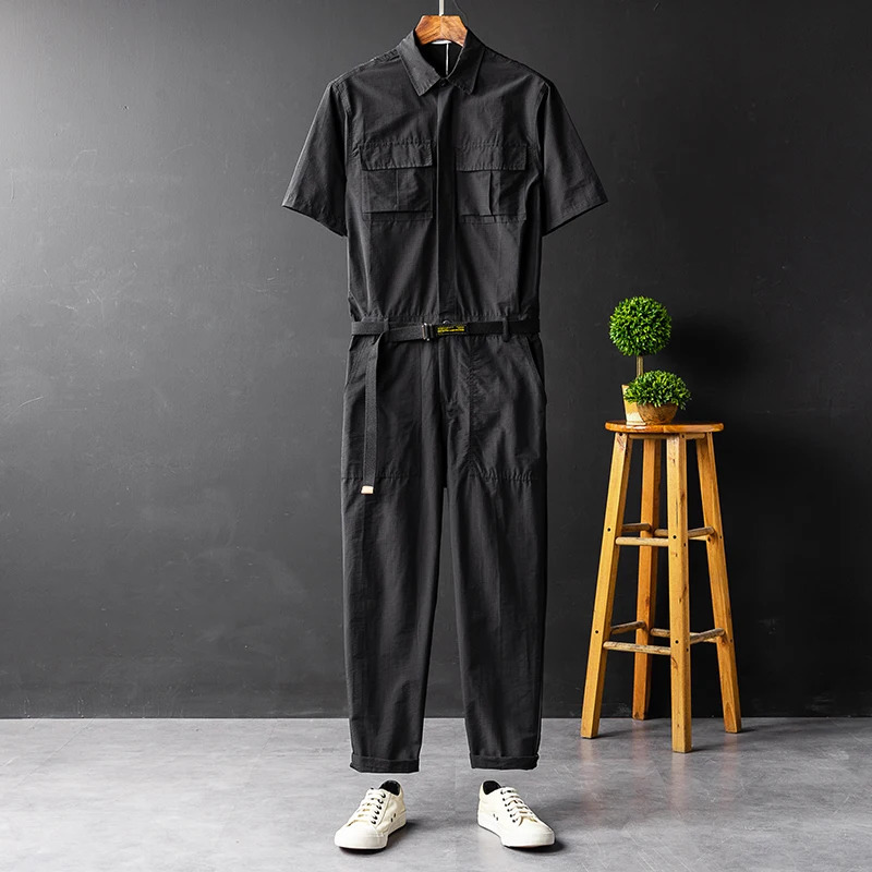 PFHQ American Trendy Casual Jumpsuit Men Women Thin Summer Short Sleeve Onepiece Suit Male Overalls 2025 Fashion 21Z7632 250804