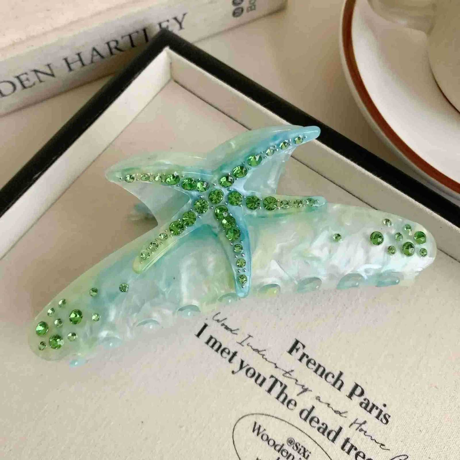 1 Starfish Hair Claw for Women Rhinestone Acetate Claw Clip Vacation Jewelry Hair Clip Trendy Claw Clips Hair Accessories U250807