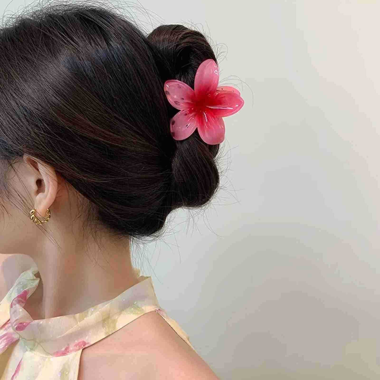 3 Inch Gradient Flower Hair Claw For Women Elegant Resin Floral Hair Clip Fresh Sweet Flower Gripper Womens Hair Accessories U250807