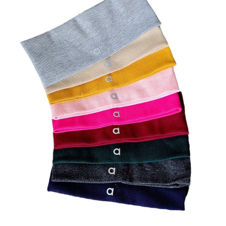 A494 Women Yoga Hair Bands Solid Color Wide Headbands Outdoor Sports Elastic Anti-slip Antiperspirant Knitted Hair Bands