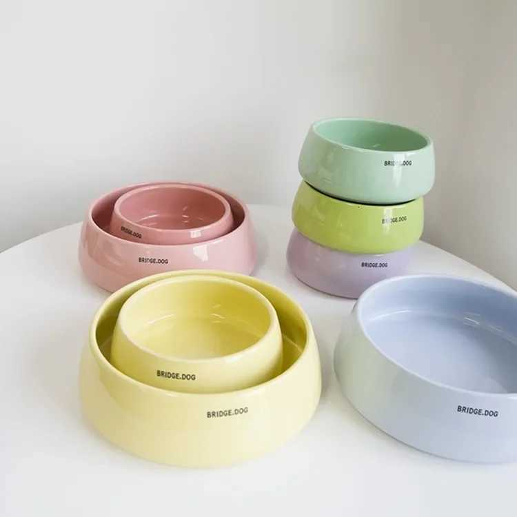 Cat and dog food bowl ceramic grain bowl anti-tipping and non-black chin Y250806
