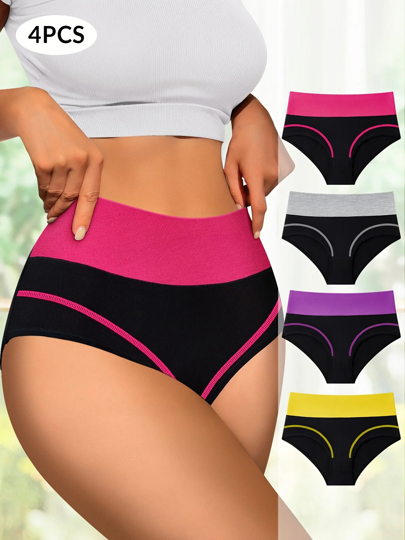 4 pcs High Waisted Tummy Tightening Womens Panties Fashionable Breathable Comfortable Shape Triangle Pants for Women 250807