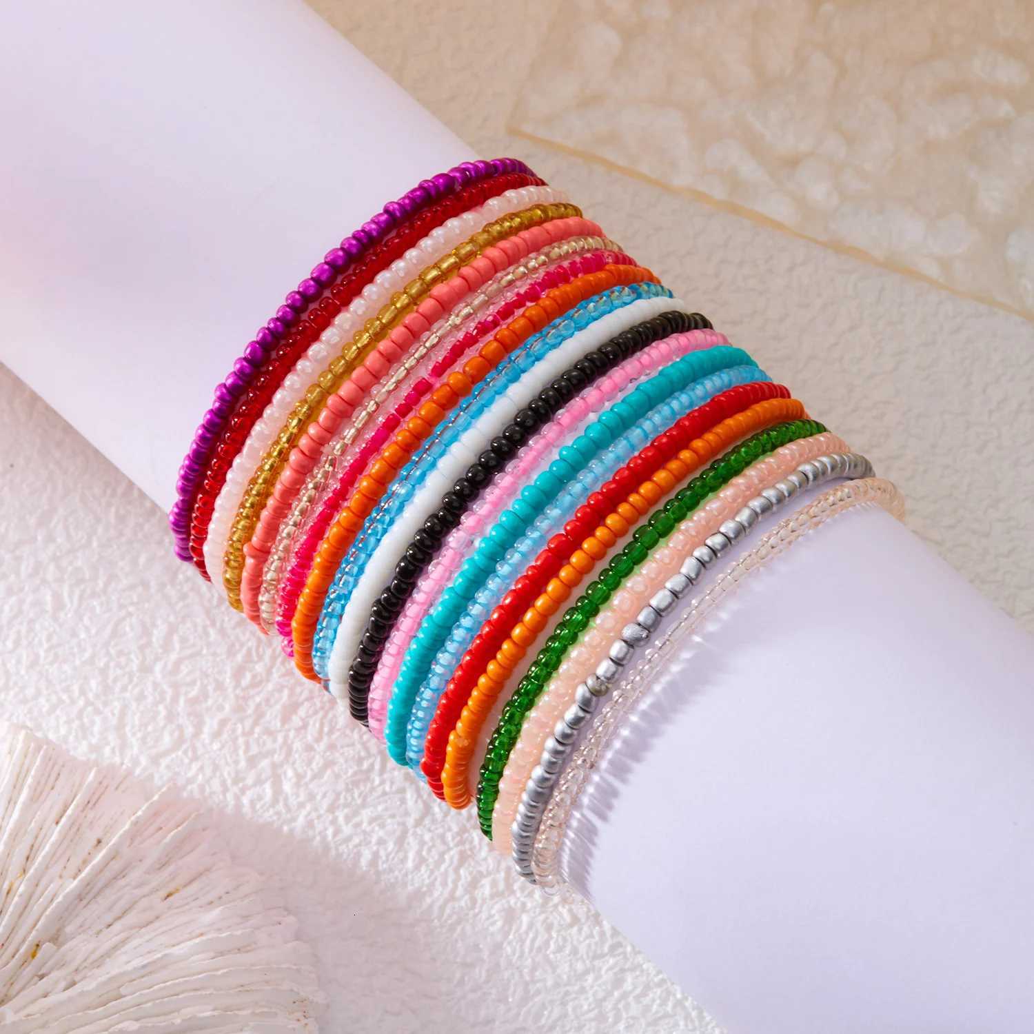 16/20 Pcs/set Bohemian Colorful Rice Beads Bracelets for Women Summer Beach Style Beaded Bracelet Girls Travel Holiday Jewelry W250807