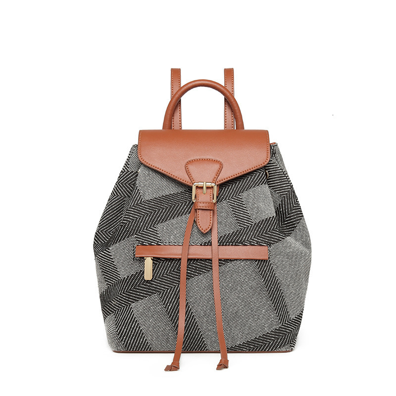 Trendy Womens Bag New Fashion Scottish Canvas ing Casual Versatile Travel Backpack R250807