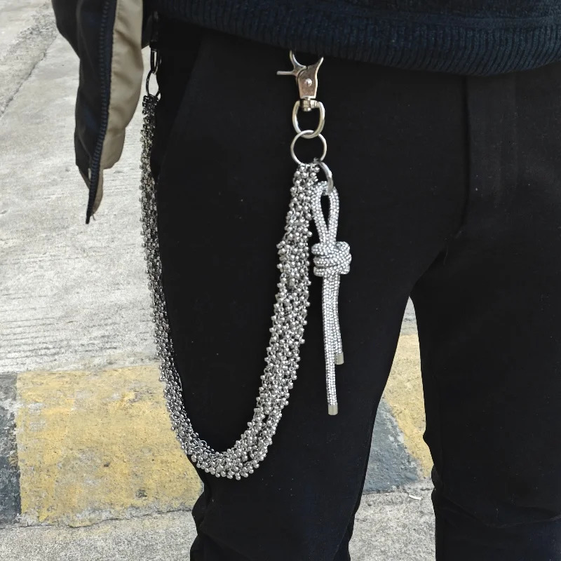 Original Rhinestone Knot Pendant Punk Pants Chain Fashionable Men And Women Ones Waist Light Accessories Hip Hop Jewelry 250805