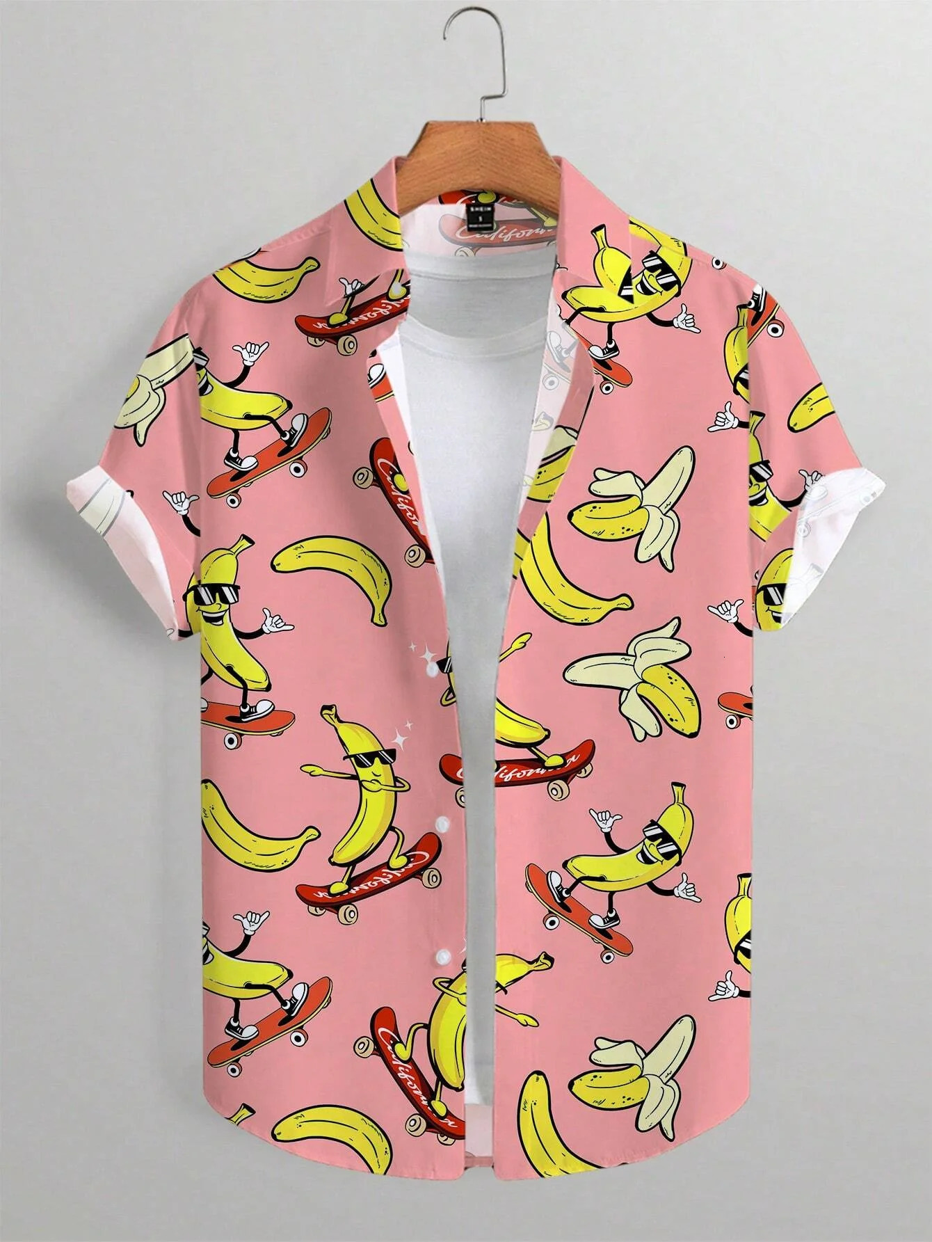 Mens Shirt Lapel Party Casual Street Short Sleeve Summer Fashion Banana Animation 3D Print Tops Clothing 250807