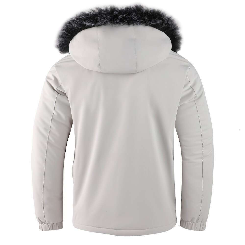 Autumn Winter New Men's Korean Style Fur Collar Thickened Cotton Jacket Casual Fashion Coat