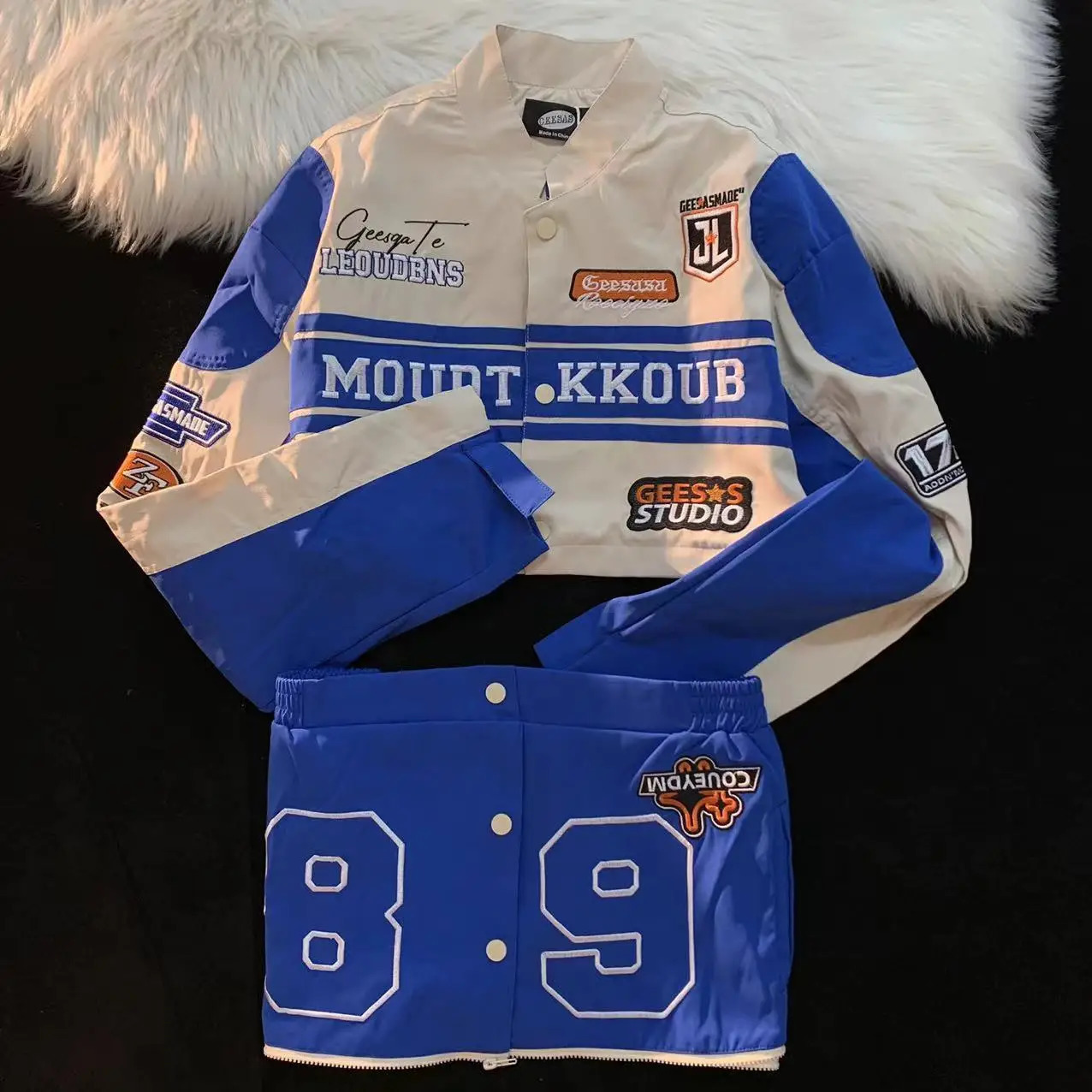 stylish womens clothes removable two pieces kpop korean streetwear varsity baseball uniform Motorcycle jacket Girls Racing Suit 250805