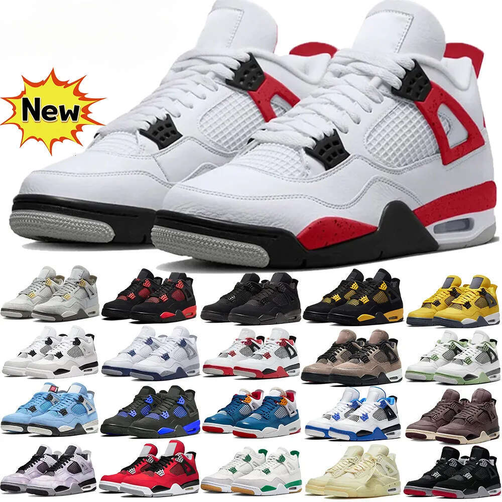 Top Quality Designer Basketball Shoes 4 4s Black Cat Sneakers Military Pure Money Sail Red Cement White Oreo Cool Grey University Blue Men Women Sports Trainers