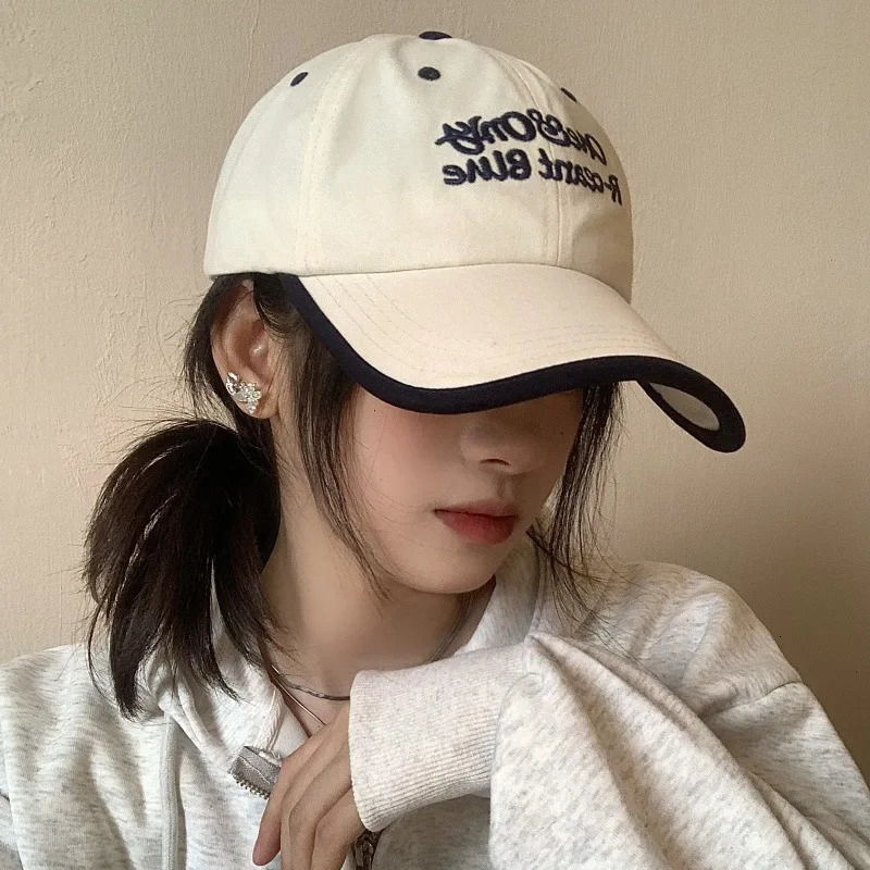 Korean Letters Baseball Cap For Men Women Fashion Embroidery Soft Cotton Peaked Cap Outdoor Sports Visors Sun Hats 250730