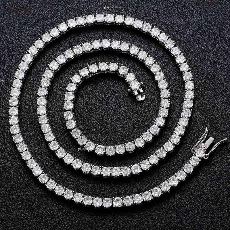 Usa Stock Fine Jewelry Hip Hop Sterling Sier Vvs Moissanite Dia Classic Tennis Chain Necklace