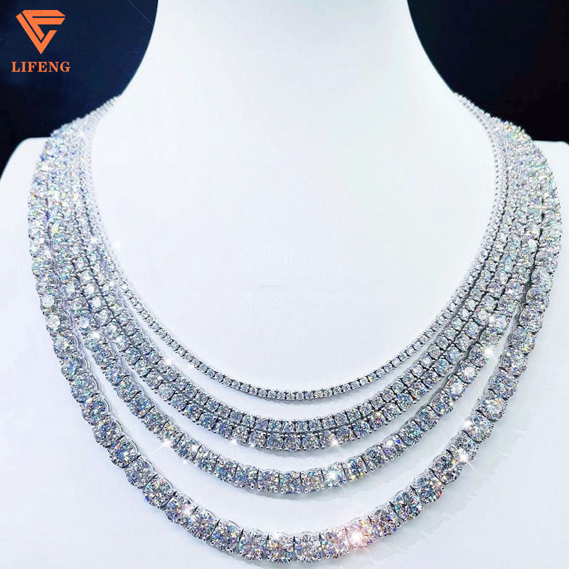 VVS Moissanite Diamond Tennis Chain Bracelet Necklace 3mm 4mm 5mm 6mm 925 Sterling Silver Iced Out Tennis Chain Jewelry Charm