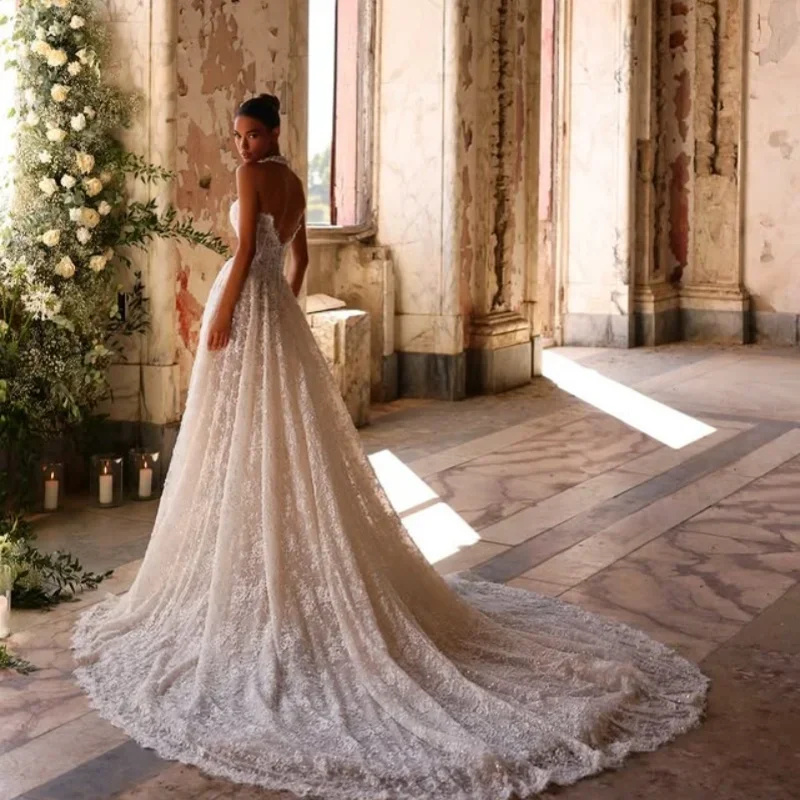 Simple Strapless A Line Wedding Mermaid Dresses Sexy Sleeveless Lace Bridal Gowns Customized Party Dress Vestido De Novia