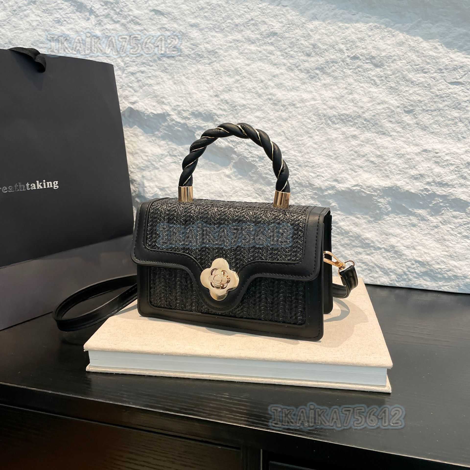 Trendy Womens Bags Summer New Fashion Versatile Woven Color Block Shoulder Crossbody Handbag Small Square Bag H250806